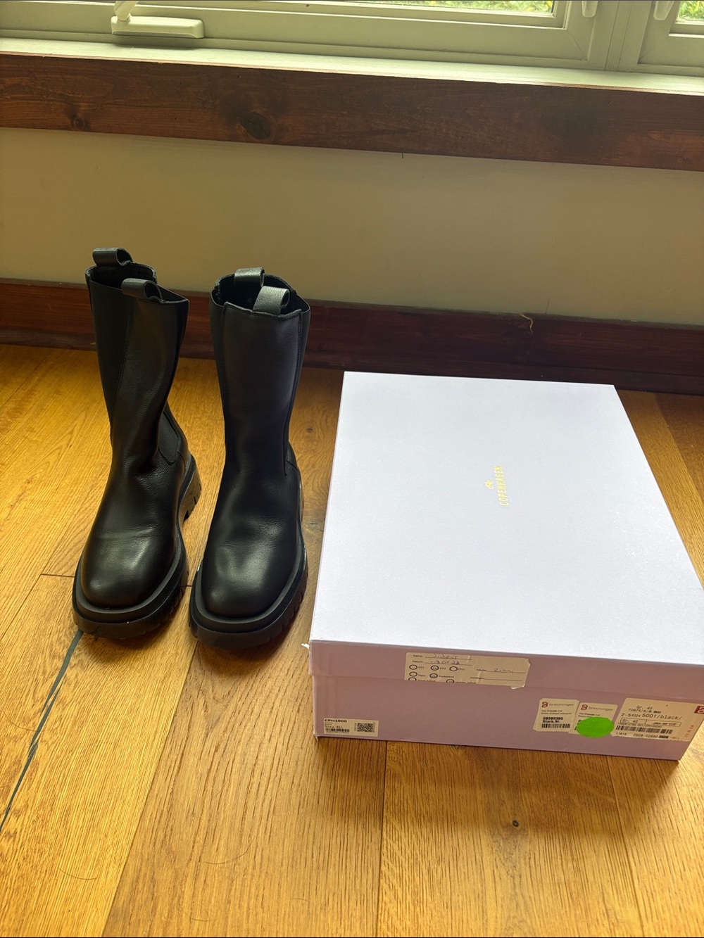 Copenhagen Women’s Vitello Black Leather Mid-Calf Chelsea Boots